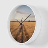 Golden Wheat Field Wall Clock – Countryside Nature 壁時計 (傾斜)