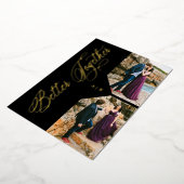 Golden Whimsical Luxury Modern 2 Photos Collage 箔招待状 (回転した状態)