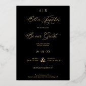 Golden Whimsical Luxury Modern 2 Photos Collage 箔招待状 (裏面)