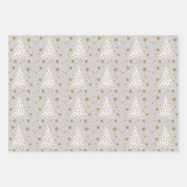Golden White Elegant Simple Illustrated Christmas  ラッピングペーパーシート