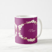 Golden White Floral Pink Geometric Wedding Gift コーヒーマグカップ (正面右)