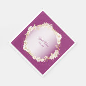 Golden White Floral Pink Geometric Wedding Party スタンダードランチョンナプキン (角)