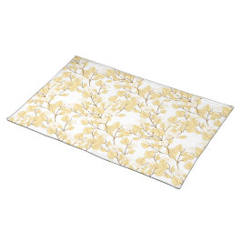 Golden White Morning Glory Flower ランチョンマット