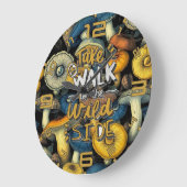 Golden Wild Side Mushroom Clock ラージ壁時計 (傾斜)