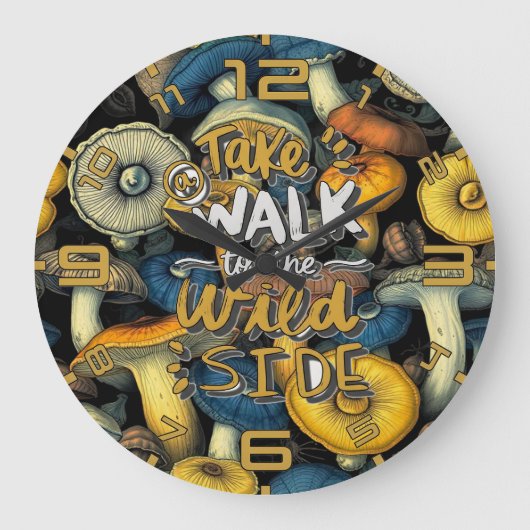 Golden Wild Side Mushroom Clock ラージ壁時計 (正面)