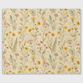 Golden Wildflower Field on Parchment Cream ラッピングペーパー (フラット)