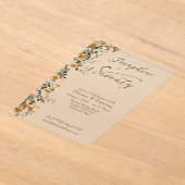  Golden Wildflower Named Photo Seventieth Birthday アクリル招待状 (レイダウン)