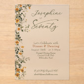  Golden Wildflower Named Photo Seventieth Birthday アクリル招待状 (正面)