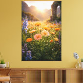 Golden Wildflowers at Sunrise – Cinematic Floral キャンバスプリント (インサイチュ (リビング))