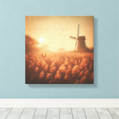 Golden Windmill Over Autumn Field Canvas Art キャンバスプリント (インサイチュ (ウッドフロア))