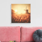 Golden Windmill Over Autumn Field Canvas Art キャンバスプリント (インサイチュ (リビング))