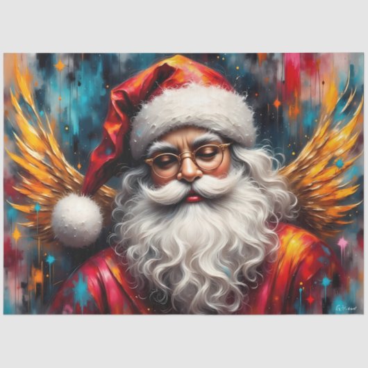 Golden Winged Saint Nick Vintage Christmas  薄葉紙 (正面)