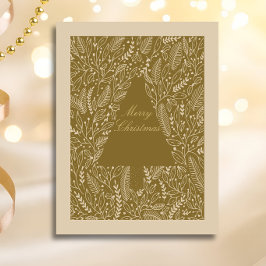 Golden Winter Branches Christmas Postcard シーズンポストカード