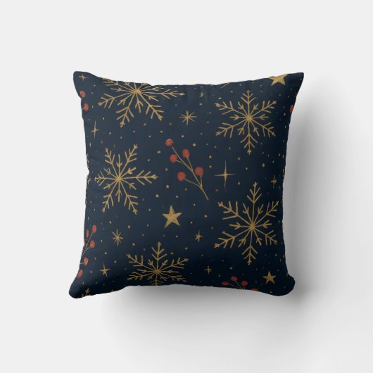 Golden Winter Glow Pattern | Holiday クッション (裏面)