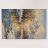 Golden Winter River Serenity – Oil Painting Puzzle ジグソーパズル (横)