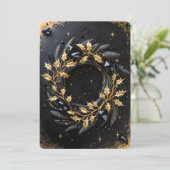 Golden Winter Wreath Holiday Greeting Card シーズンカード (スタンド正面)