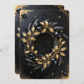 Golden Winter Wreath Holiday Greeting Card シーズンカード (正面/裏面)