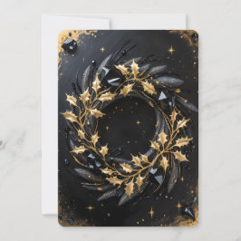 Golden Winter Wreath Holiday Greeting Card シーズンカード