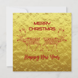 Golden wish card Merry Christmas new year reindeer シーズンカード