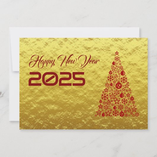 Golden wish card New Year with christmas tree シーズンカード (正面)