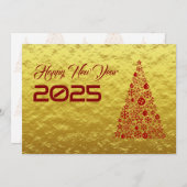 Golden wish card New Year with christmas tree シーズンカード (正面/裏面)