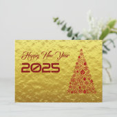 Golden wish card New Year with christmas tree シーズンカード (スタンド正面)