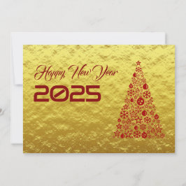 Golden wish card New Year with christmas tree シーズンカード