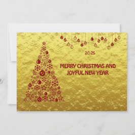 Golden wish card New Year with tree & balls シーズンカード
