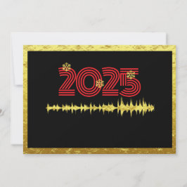 Golden wish card New Year with wave snowflakes シーズンカード