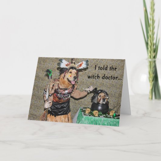Golden Witch Doctor Cooks Halloween Shrunken Head カード (正面)