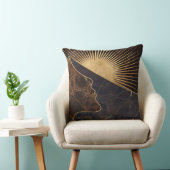 Golden Woman Illusion with Sun and Marble Textures クッション (椅子)