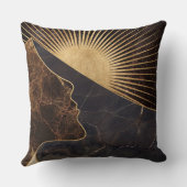 Golden Woman Illusion with Sun and Marble Textures クッション (裏面)