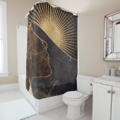 Golden Woman Illusion with Sun and Marble Textures シャワーカーテン (インサイチュ)