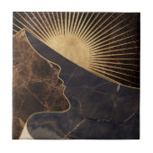 Golden Woman Illusion with Sun and Marble Textures タイル (正面)