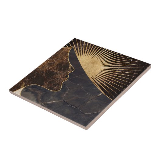 Golden Woman Illusion with Sun and Marble Textures タイル (側面)