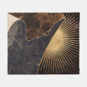 Golden Woman Illusion with Sun and Marble Textures フリースブランケット (正面(横))