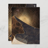 Golden Woman Illusion with Sun and Marble Textures ポストカード (正面/裏面)