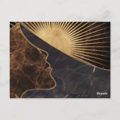 Golden Woman Illusion with Sun and Marble Textures ポストカード (裏面)