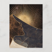 Golden Woman Illusion with Sun and Marble Textures ポストカード (正面)