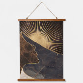 Golden Woman Illusion with Sun and Marble Textures 吊り下げ型タペストリー (正面)
