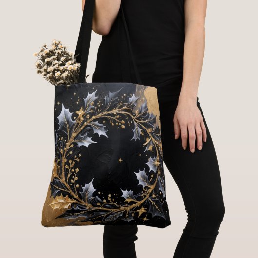 Golden Wreath Glam Holiday Tote Bag トートバッグ (クローズアップ)