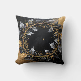 Golden Wreath Glamour Throw Pillow クッション