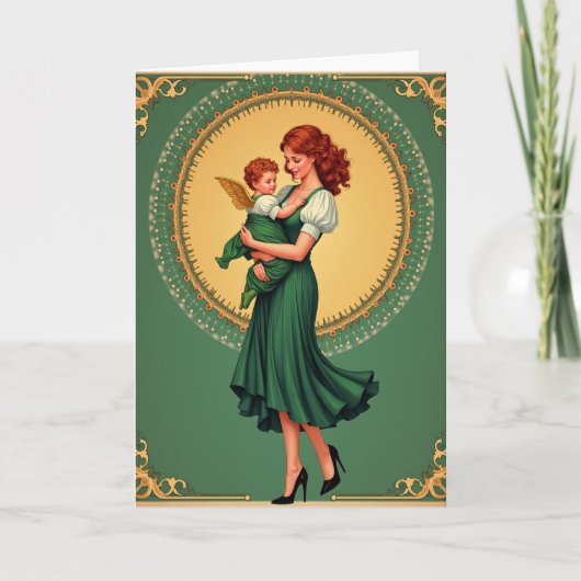 Golden Wreath Mother Child Card カード (正面)