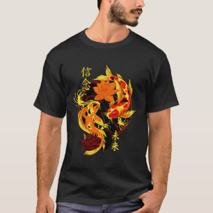 Golden Yakuza Japanese Tattoos Koi Fish Pond Flora Tシャツ