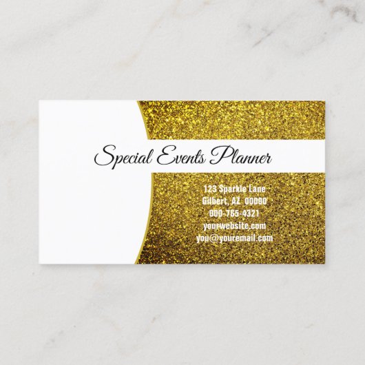 Golden Yellow Faux Glitter Professional Photo  名刺 (裏面)