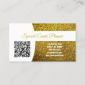 Golden Yellow Faux Glitter Professional Photo QR 名刺 (裏面)