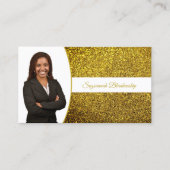Golden Yellow Faux Glitter Professional Photo QR 名刺 (正面)