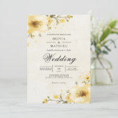 Golden Yellow Floral Whimsy Wedding 招待状 (スタンド正面)