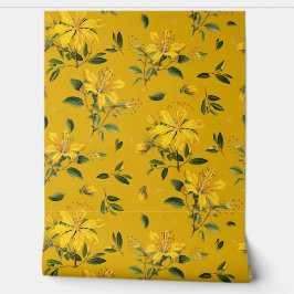 Golden Yellow Flowering Herbs Pattern 壁紙