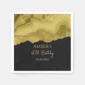 Golden Yellow Gold Glitter Abstract Watercolor  スタンダードカクテルナプキン (正面)